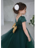 Emerald Tulle Gold Sequin V Back Flower Girl Dress Party Dress
